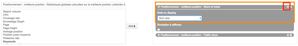 Evolution sur tous les indicateurs d'un tableau
