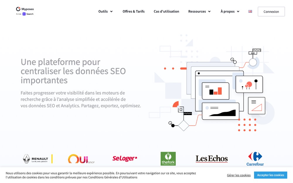 La page d’accueil de Myposeo aujourd’hui.